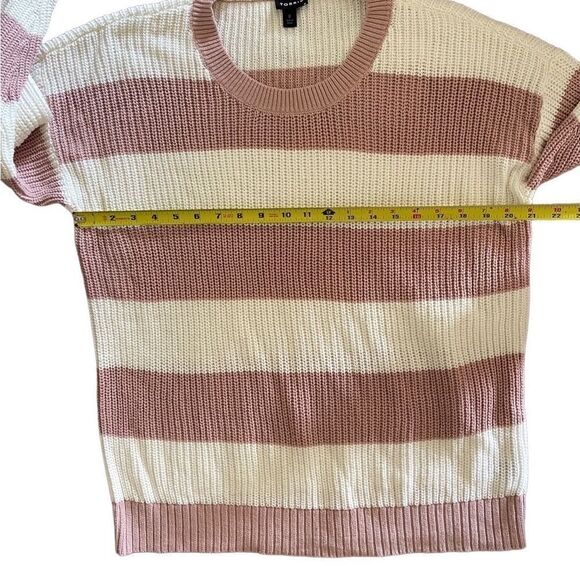 Torrid pullover drop shoulder striped pink & white cotton blend sweater sz L - Picture 11 of 13